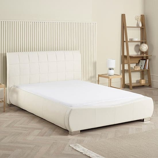 Dorado Faux Leather Double Bed In White_2