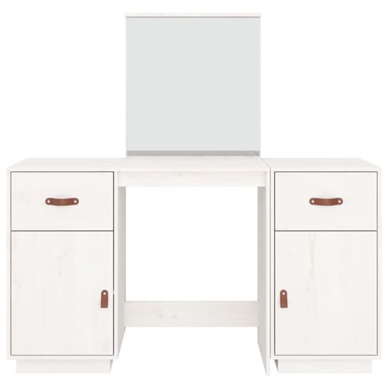 Doria Pine Wood Dressing Table With Mirror In White_4