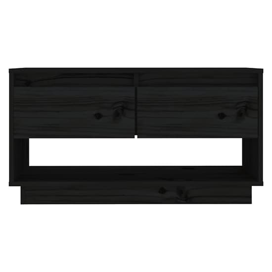 Doric Solid Pinewood TV Stand With 2 Drawers In Black_3