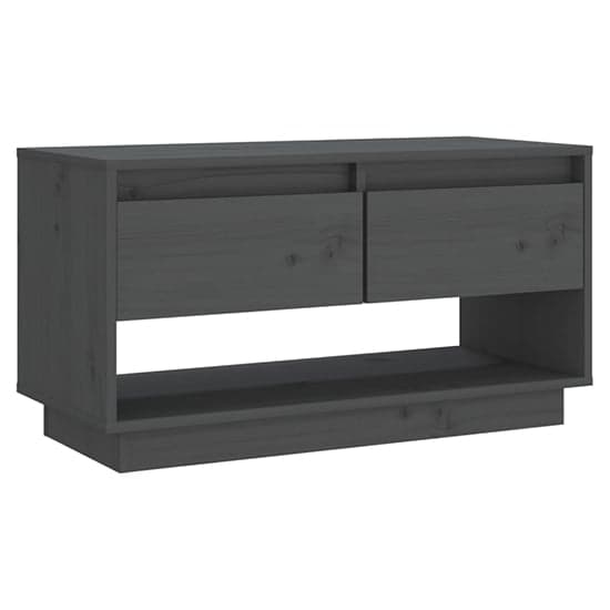 Doric Solid Pinewood TV Stand With 2 Drawers In Grey_2