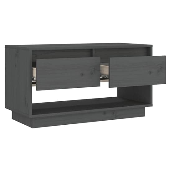 Doric Solid Pinewood TV Stand With 2 Drawers In Grey_4