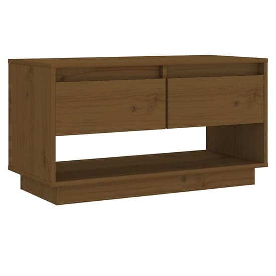 Doric Solid Pinewood TV Stand With 2 Drawers In Honey Brown_2