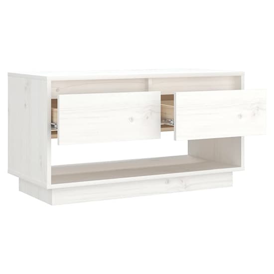 Doric Solid Pinewood TV Stand With 2 Drawers In White_4
