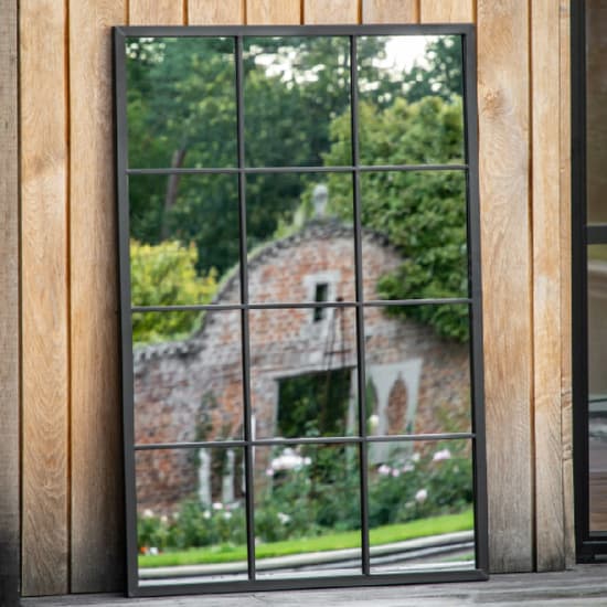 Dorland Window Pane Style Wall Mirror In Black Frame Furniture in Fashion