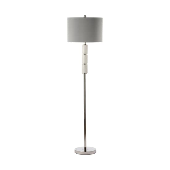 Dothan Grey Faux Silk Shade Floor Lamp With White Marble Base_2