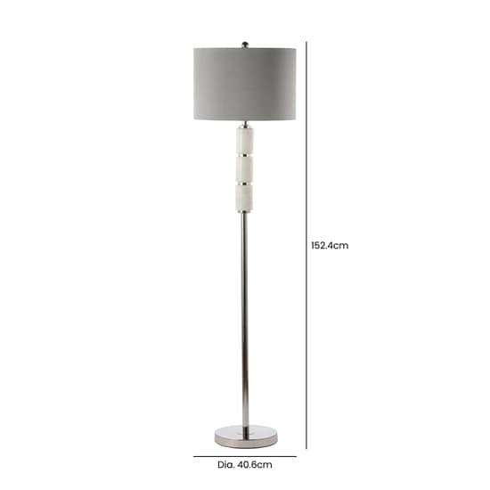 Dothan Grey Faux Silk Shade Floor Lamp With White Marble Base_3