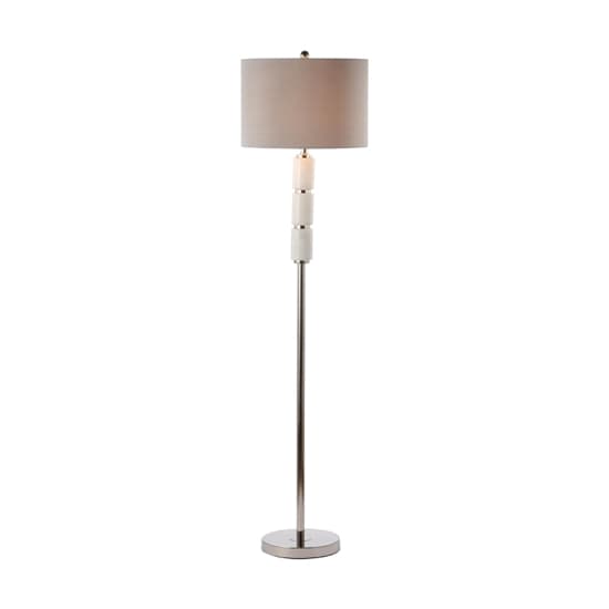 Dothan Grey Faux Silk Shade Floor Lamp With White Marble Base_4