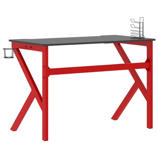 Dothan Wooden Gaming Desk In Black And Red With K-Shape Legs_5
