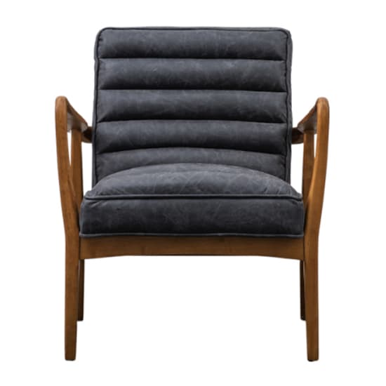 Dotson Leather Armchair With Oak Frame In Antique Ebony_3