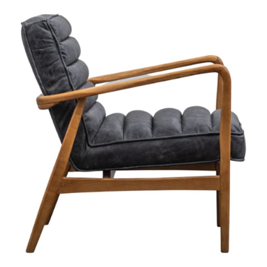 Dotson Leather Armchair With Oak Frame In Antique Ebony_4