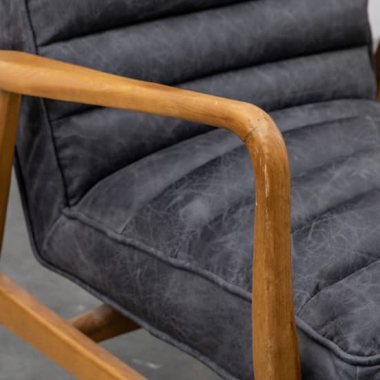 Dotson Leather Armchair With Oak Frame In Antique Ebony_5