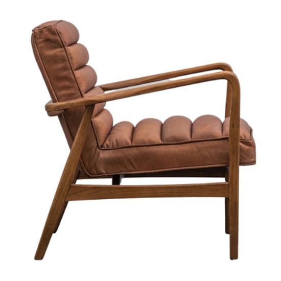 Dotson Leather Armchair With Oak Frame In Vintage Brown_3