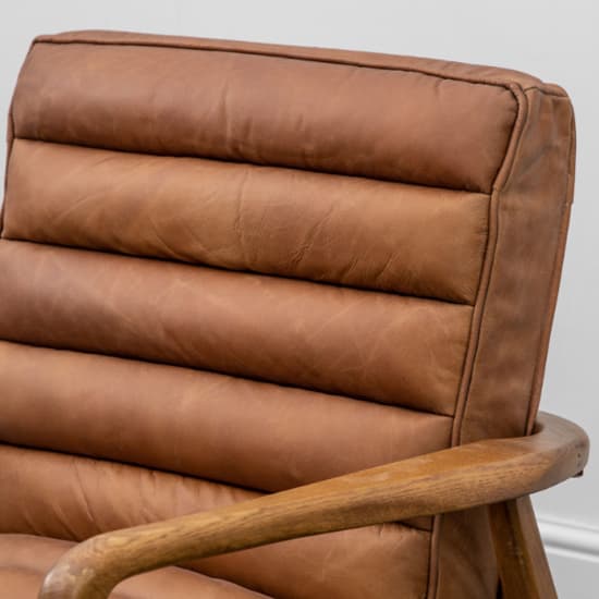 Dotson Leather Armchair With Oak Frame In Vintage Brown_6
