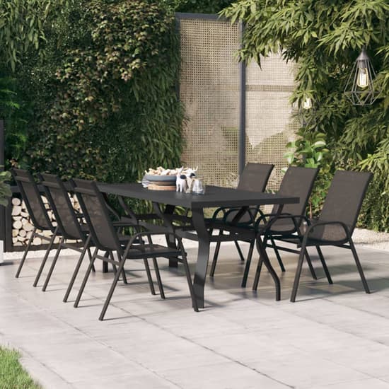 Dove Glass Top Garden Dining Table Large In Black_4