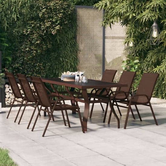 Dove Glass Top Garden Dining Table Large In Brown_4
