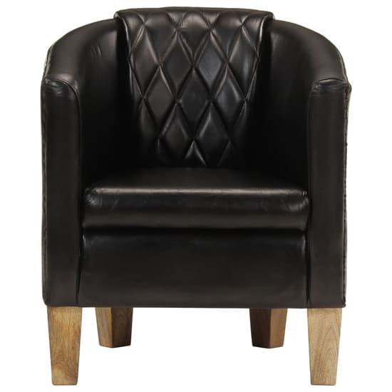 Dove Real Leather Tub Chair In Black With Wooden Legs_2
