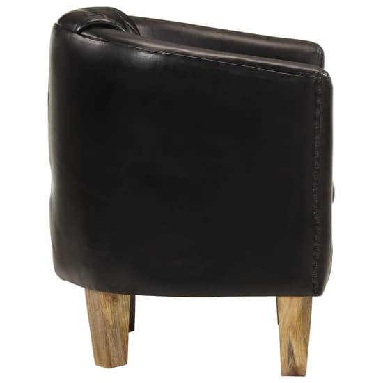 Dove Real Leather Tub Chair In Black With Wooden Legs_3
