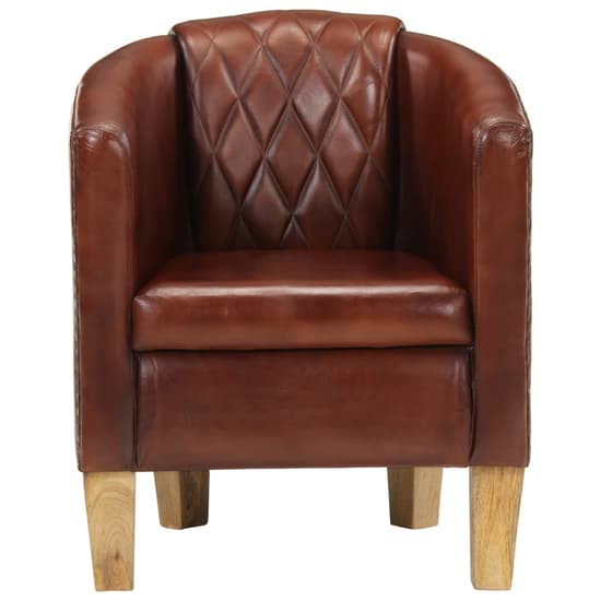 Dove Real Leather Tub Chair In Brown With Wooden Legs_2
