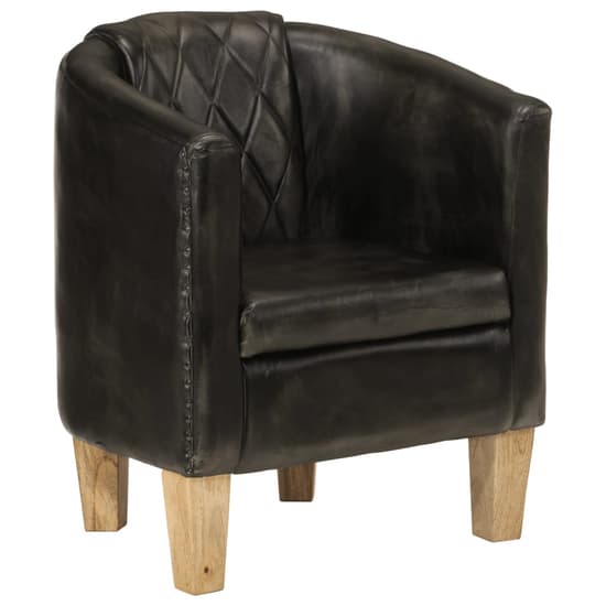 Dove Real Leather Tub Chair In Grey With Wooden Legs_1