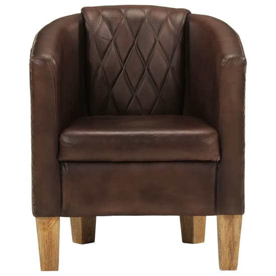 Dove Real Leather Tub Chair In Light Brown With Wooden Legs_2