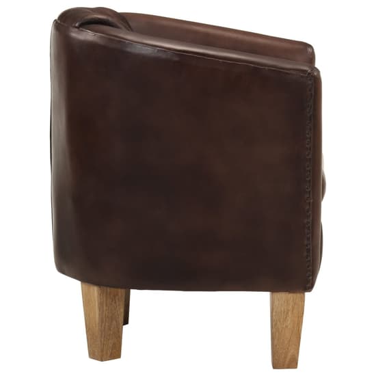 Dove Real Leather Tub Chair In Light Brown With Wooden Legs_3