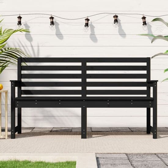 Dove Solid Wood Pine Garden Seating Bench Large In Black_1