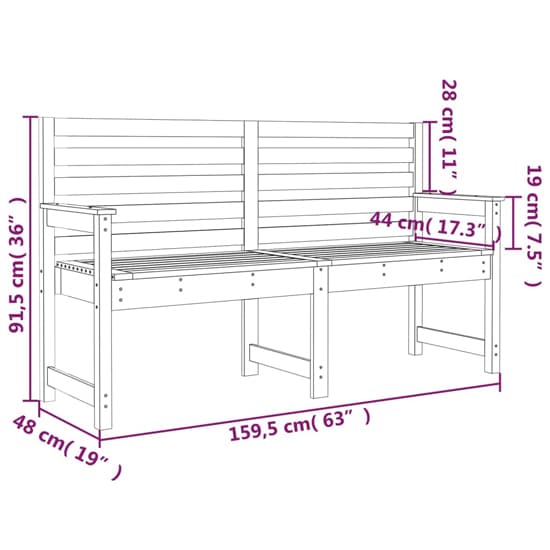 Dove Solid Wood Pine Garden Seating Bench Large In White_5