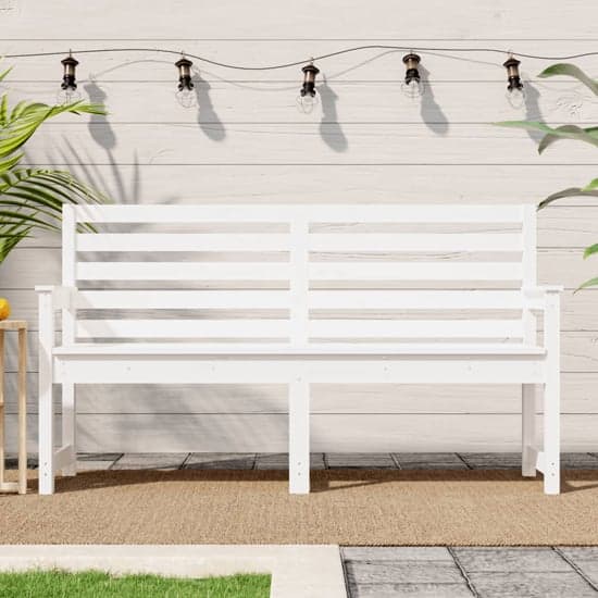 Dove Solid Wood Pine Garden Seating Bench Large In White_1