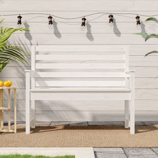 Dove Solid Wood Pine Garden Seating Bench Small In White_1
