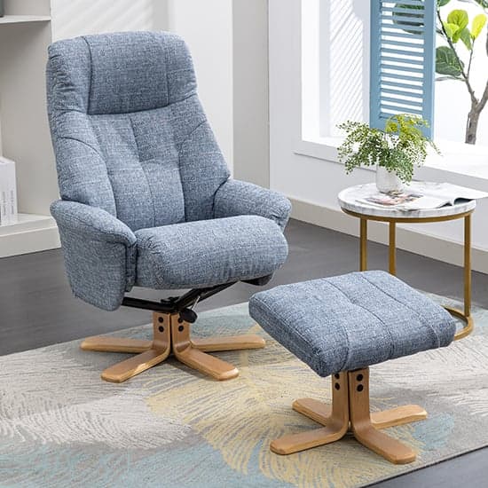 Dox Fabric Swivel Recliner Chair And Stool In Lisbon Marine_2