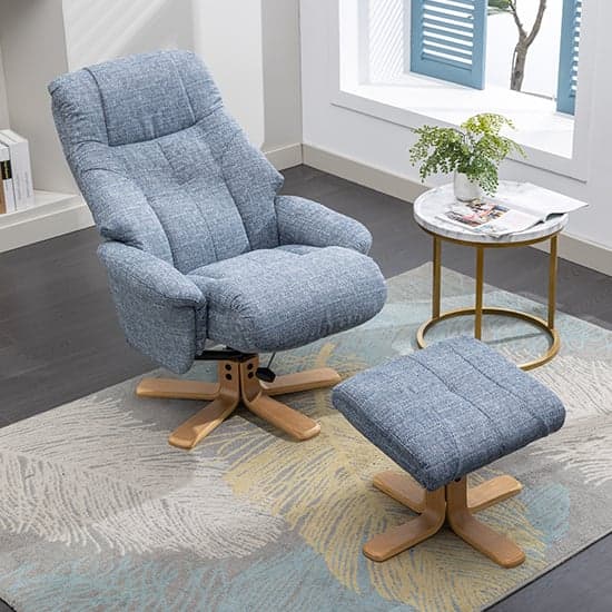Dox Fabric Swivel Recliner Chair And Stool In Lisbon Marine_3