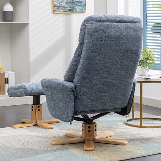 Dox Fabric Swivel Recliner Chair And Stool In Lisbon Marine_6