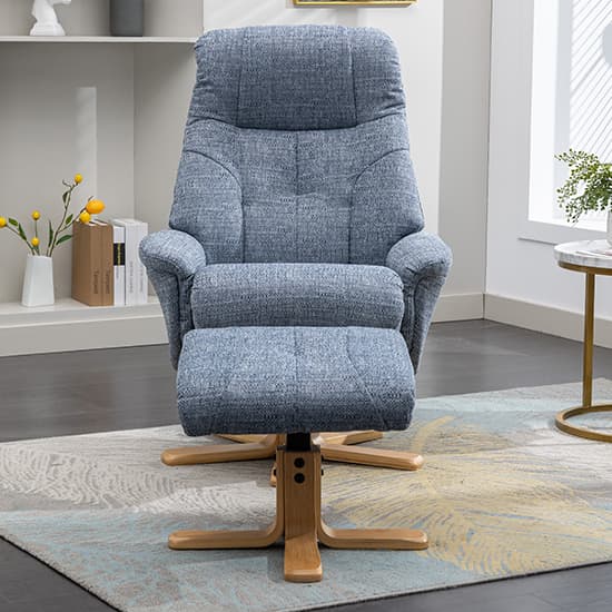 Dox Fabric Swivel Recliner Chair And Stool In Lisbon Marine_8