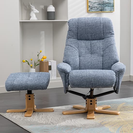 Dox Fabric Swivel Recliner Chair And Stool In Lisbon Marine_9