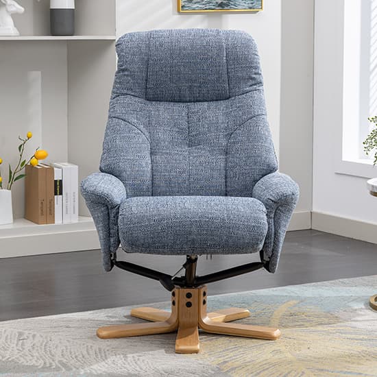 Dox Fabric Swivel Recliner Chair And Stool In Lisbon Marine_10
