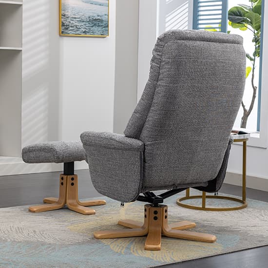 Dox Fabric Swivel Recliner Chair And Stool In Lisbon Rock_6