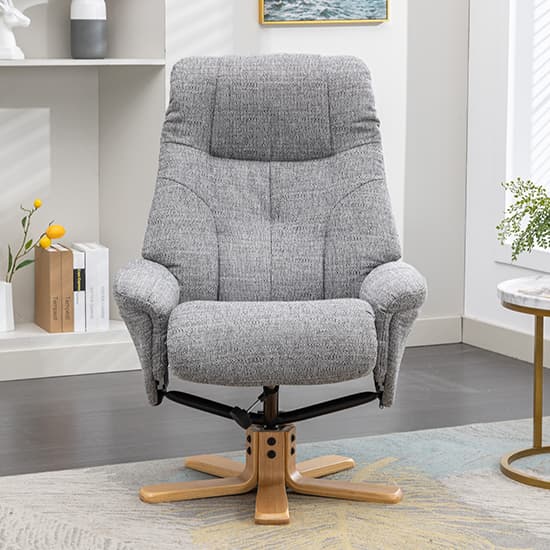 Dox Fabric Swivel Recliner Chair And Stool In Lisbon Rock_10