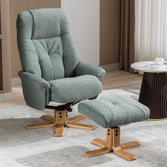 Dox Fabric Swivel Recliner Chair And Stool In Lisbon Teal_3