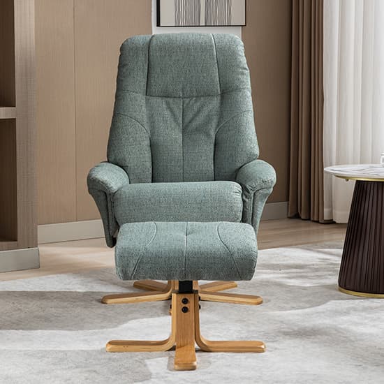Dox Fabric Swivel Recliner Chair And Stool In Lisbon Teal_4