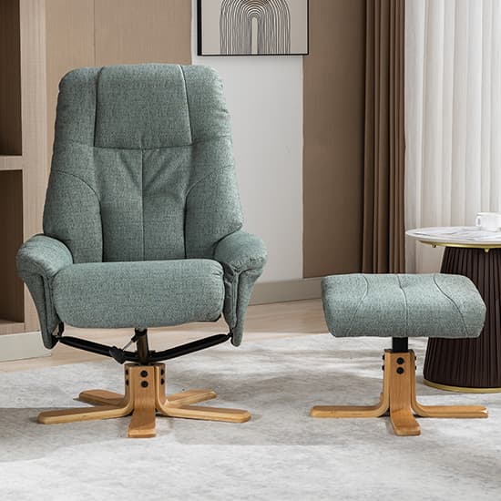 Dox Fabric Swivel Recliner Chair And Stool In Lisbon Teal_5
