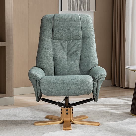 Dox Fabric Swivel Recliner Chair And Stool In Lisbon Teal_6