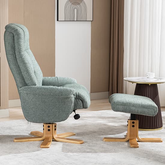 Dox Fabric Swivel Recliner Chair And Stool In Lisbon Teal_9