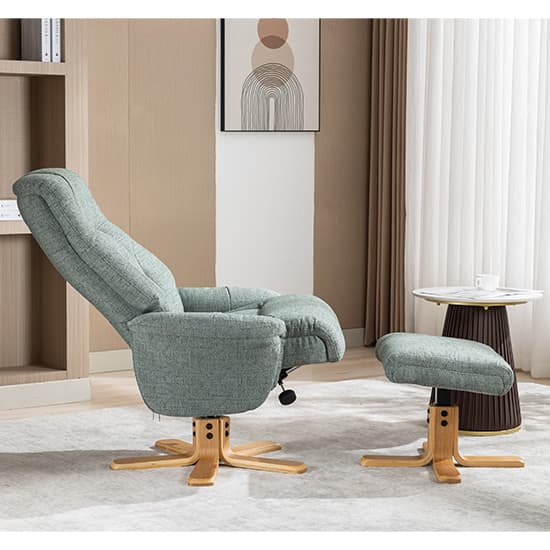 Dox Fabric Swivel Recliner Chair And Stool In Lisbon Teal_10