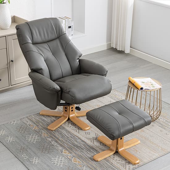 Dox Plush Fabric Swivel Recliner Chair And Stool In Cinder_3