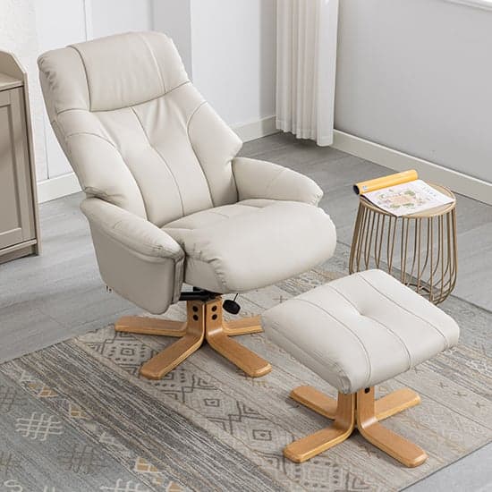 Dox Plush Fabric Swivel Recliner Chair And Stool In Mushroom_3