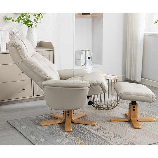 Dox Plush Fabric Swivel Recliner Chair And Stool In Mushroom_4
