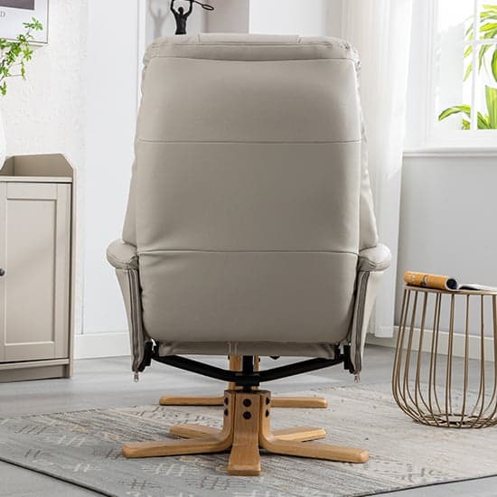Dox Plush Fabric Swivel Recliner Chair And Stool In Mushroom_7