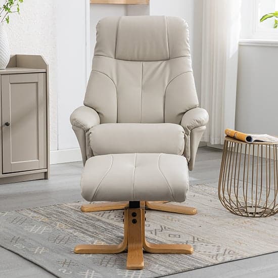Dox Plush Fabric Swivel Recliner Chair And Stool In Mushroom_8