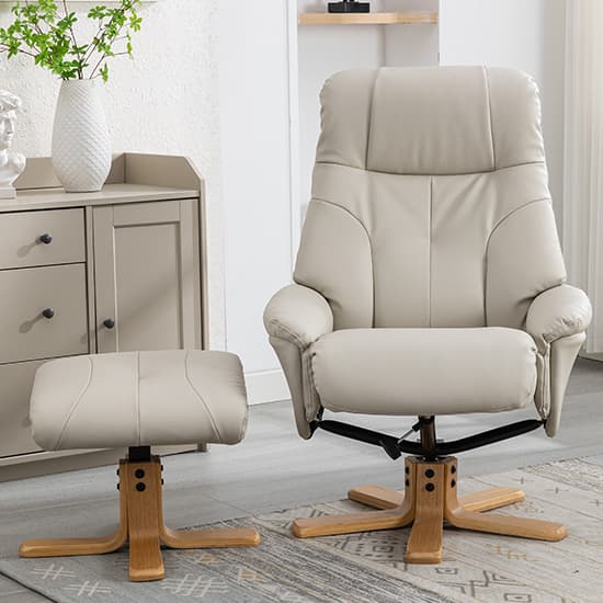 Dox Plush Fabric Swivel Recliner Chair And Stool In Mushroom_9
