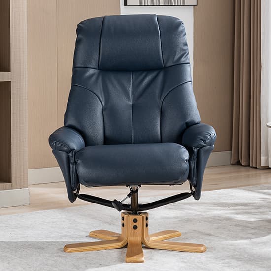 Dox Plush Fabric Swivel Recliner Chair And Stool In Navy_6